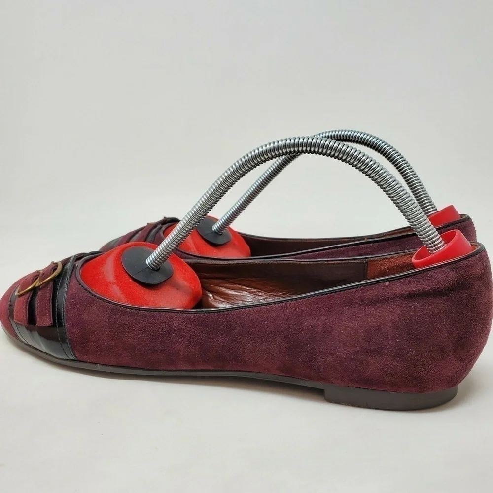Marc By Marc Jacobs Suede Leather Ballet Flats Maroon Size 37.5 7.5